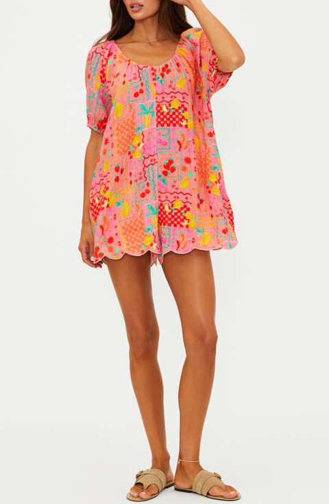 Ellery Printed Cotton Cover-Up Romper