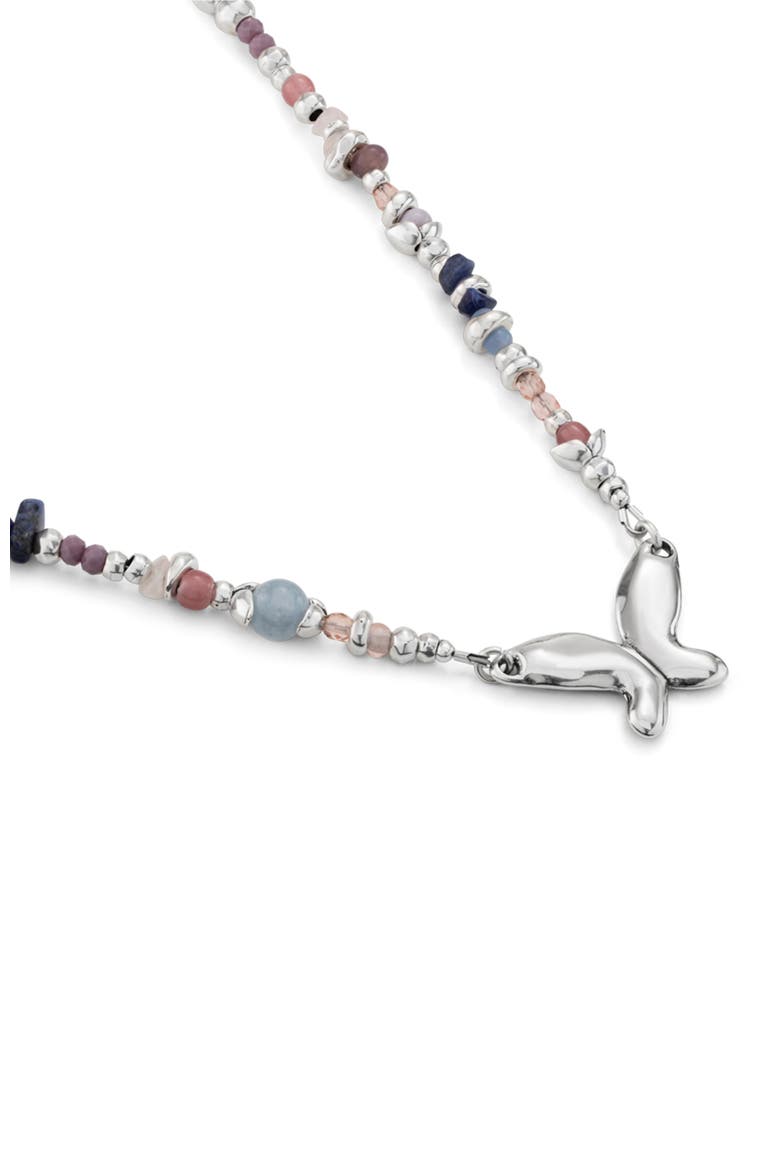 Crystal Beaded Butterfly Necklace, Alternate, color, Silver