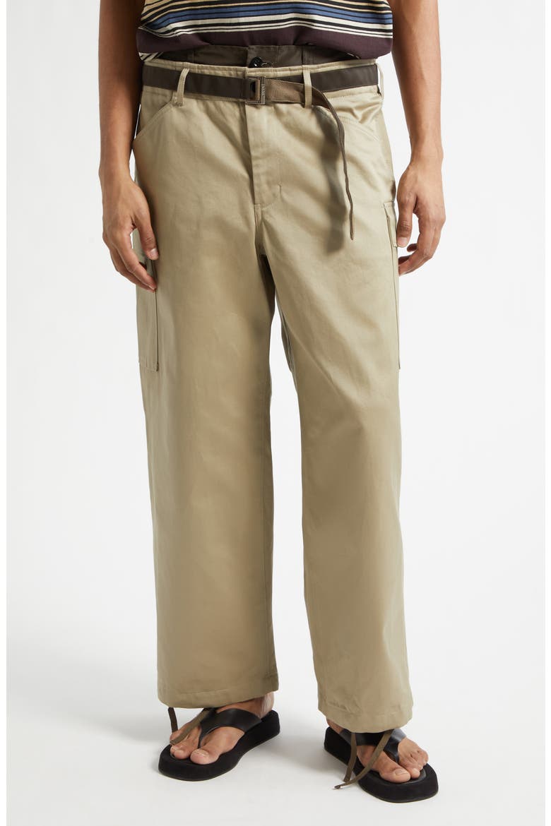 Extended Waist Cotton Chino Straight Leg Cargo Pants, Main, color, BEIGE