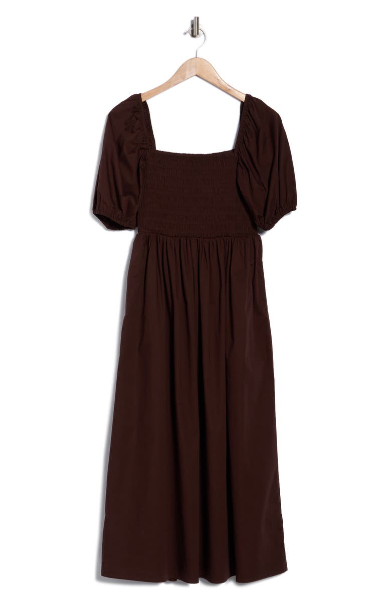 Puff Sleeve Smocked Midi Dress