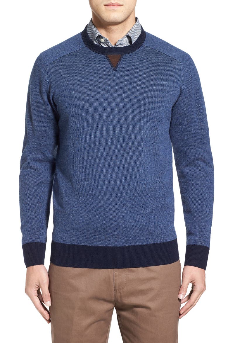 Merino Wool Crewneck Sweater, Main, color, NAVY