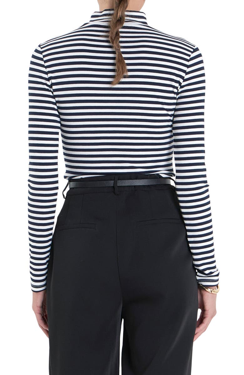 English Factory Stripe Turtleneck Top, Alternate, color, Navy/ White