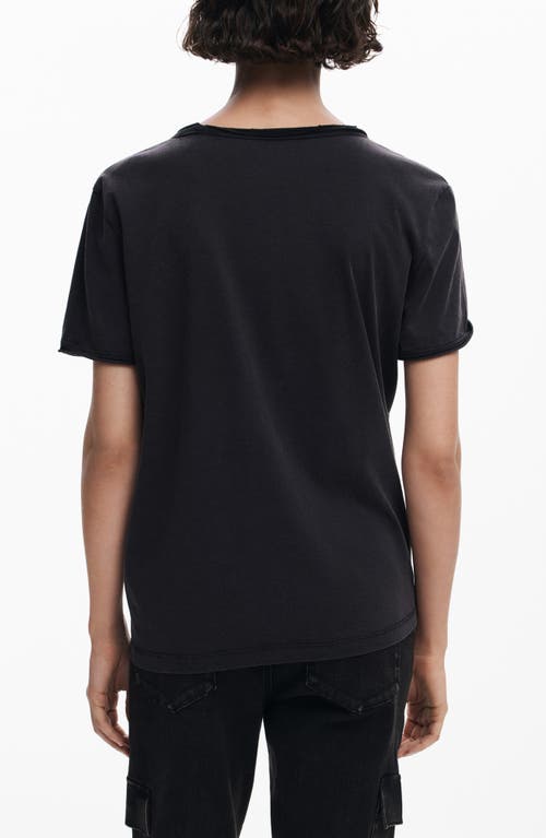 Desigual Mickey Mouse Embellished V-neck T-shirt In Black