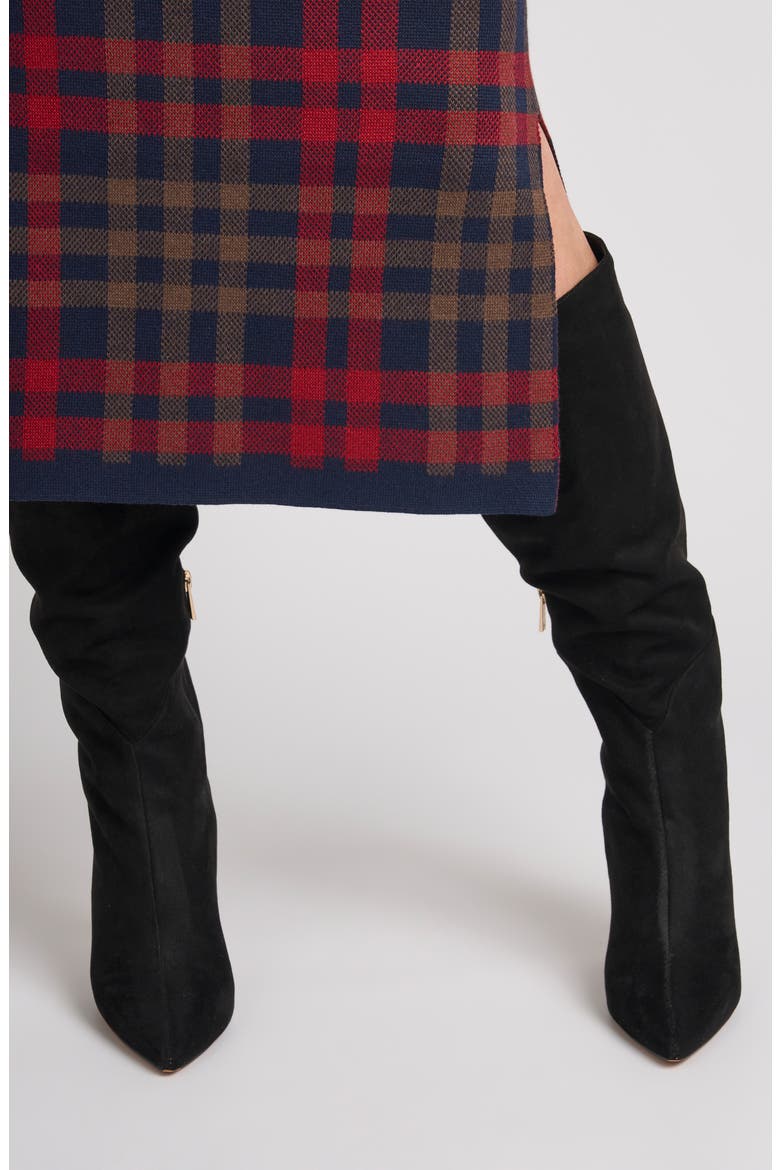 Addison Plaid Jacquard Midi Skirt, Alternate, color, INDIGO NIGHT