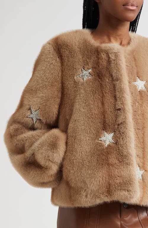 Cinq À Sept Benson Mixed Star Faux Fur Coat In Brown