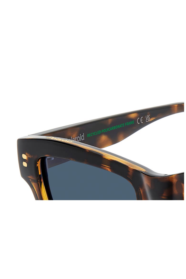 49mm Small Polarized Rectangular Sunglasses, Alternate, color, HAVANA/ BLUE PZ