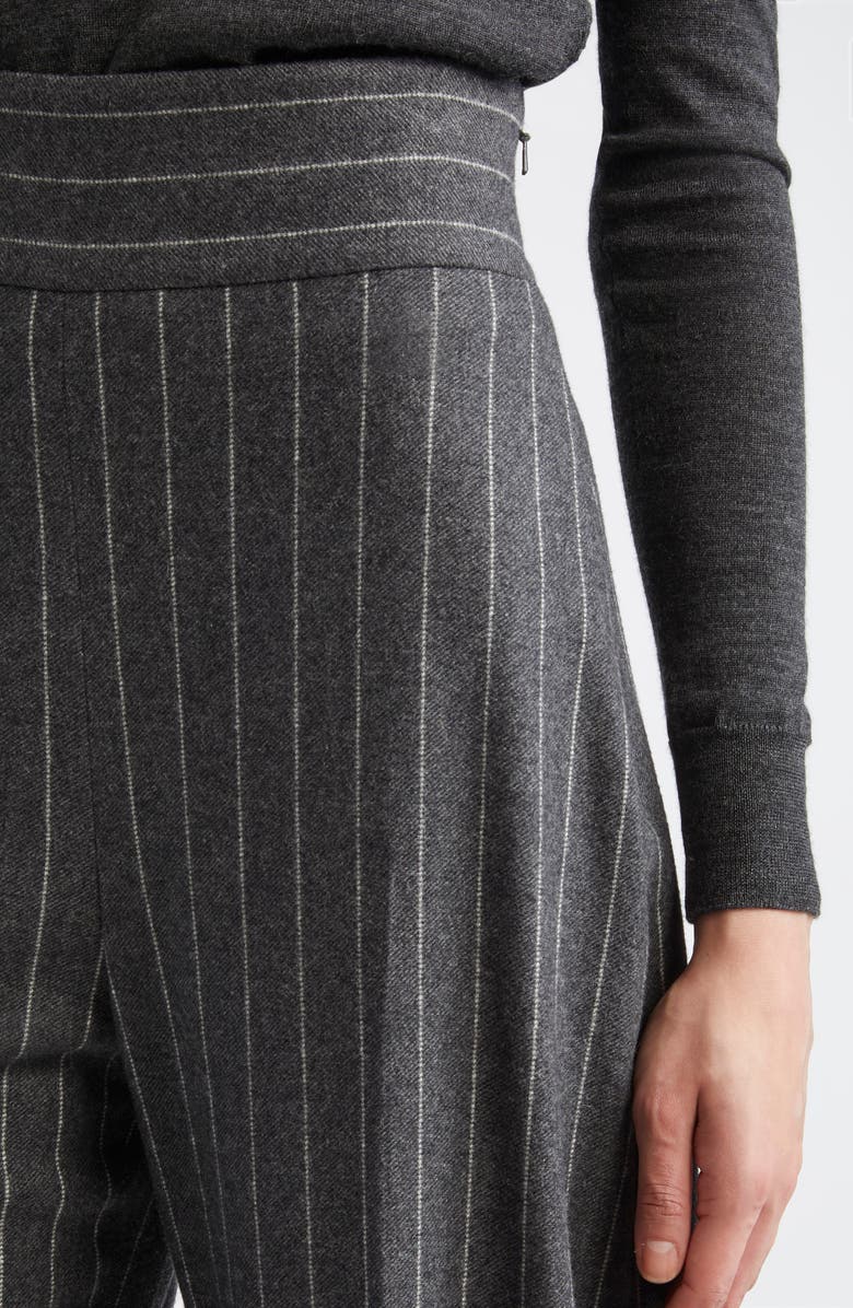 Carolina Herrera Diane Pinstripe Wool Blend Wide Leg Pants, Alternate, color, Charcoal Grey