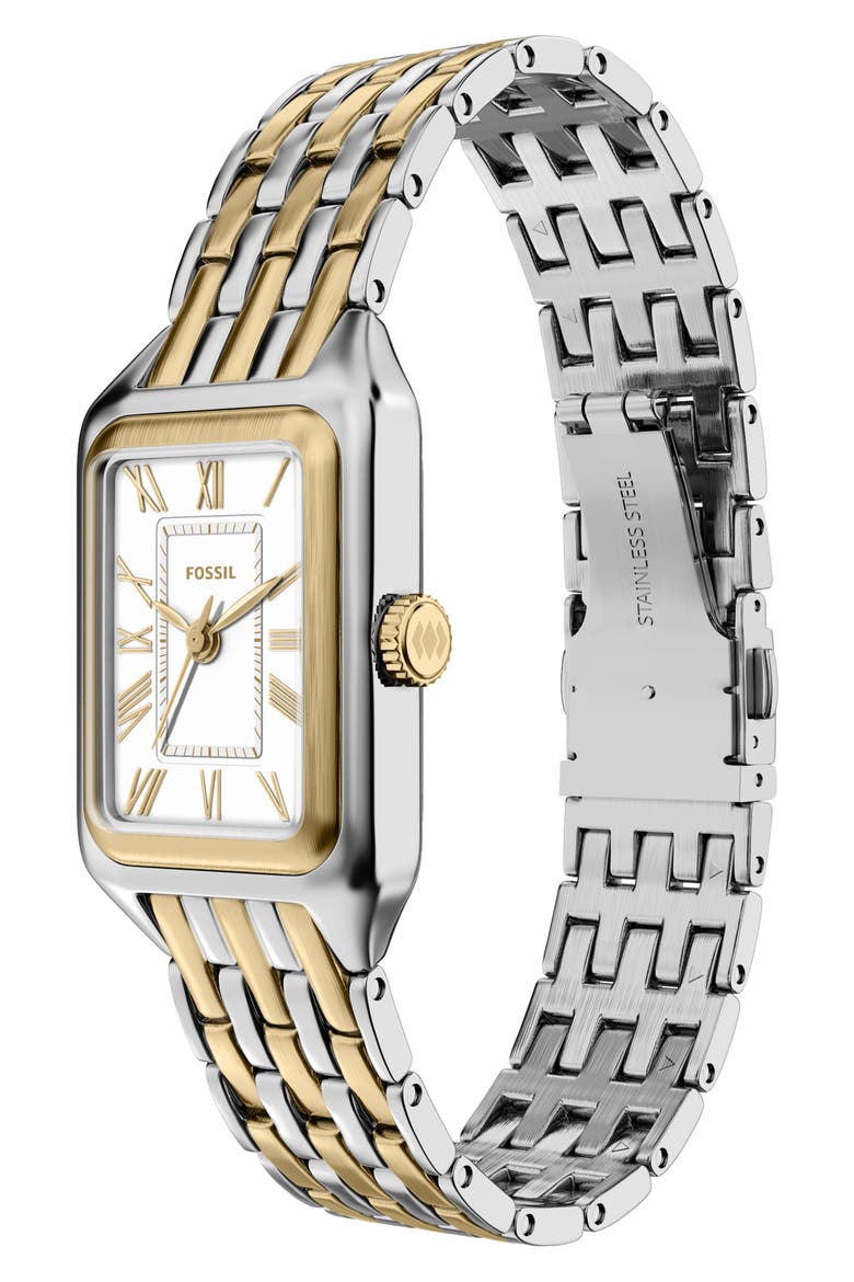 Mini Raquel Tank Bracelet Watch, 18mm x 29mm, Alternate, color, TWO TONE
