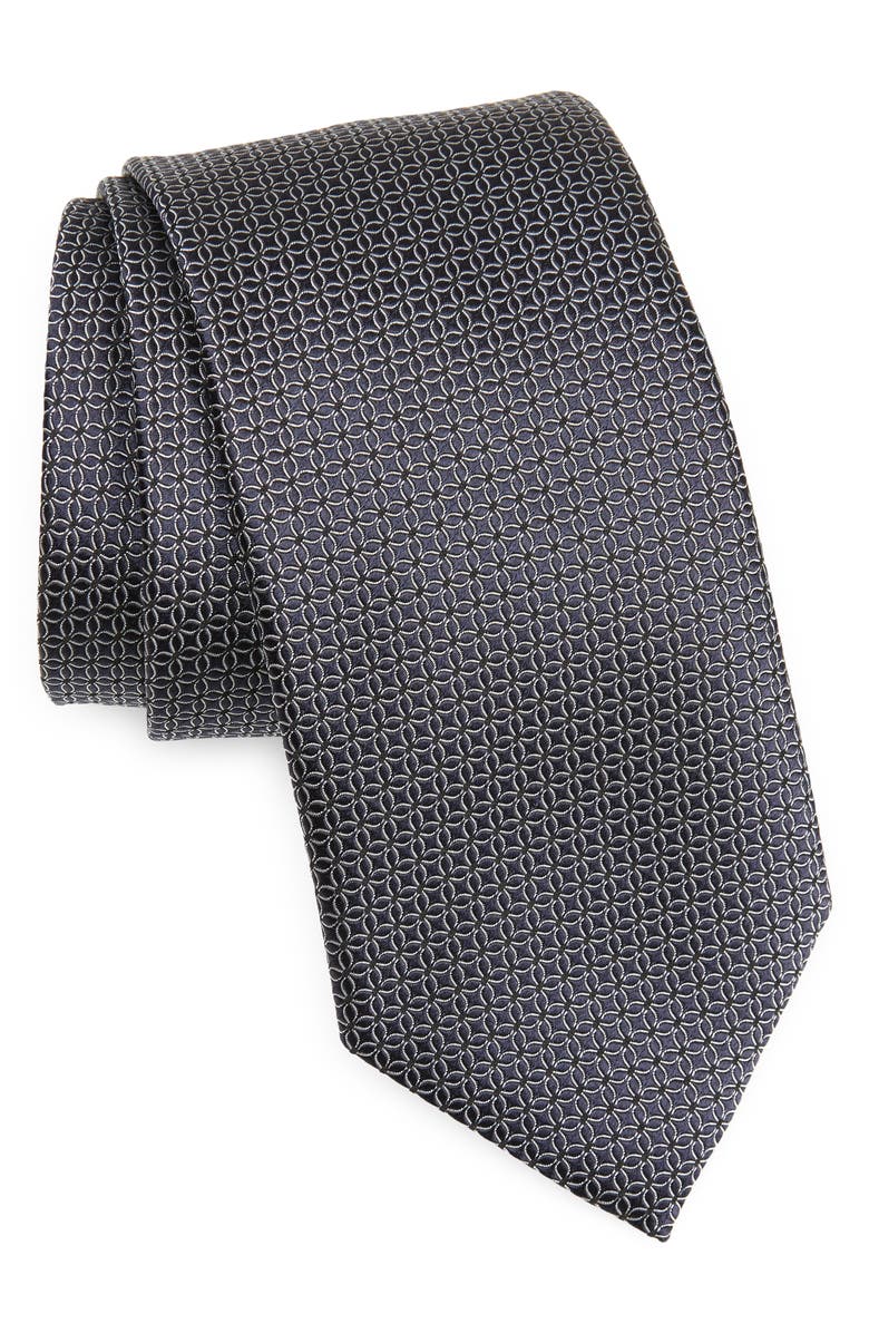 ZEGNA TIES Cento Fili Dark Blue Silk Jacquard Tie, Main, color,