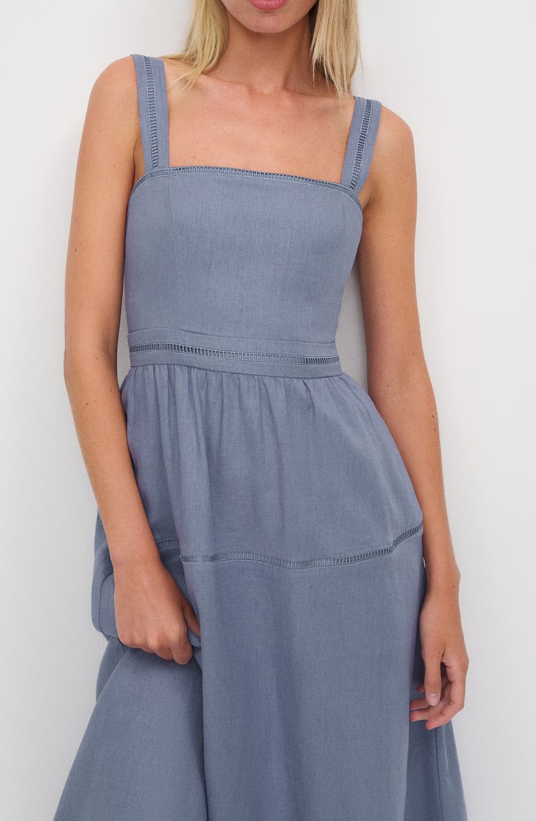 Reformation Everett Linen Midi Sundress, Alternate, color, Cornflower
