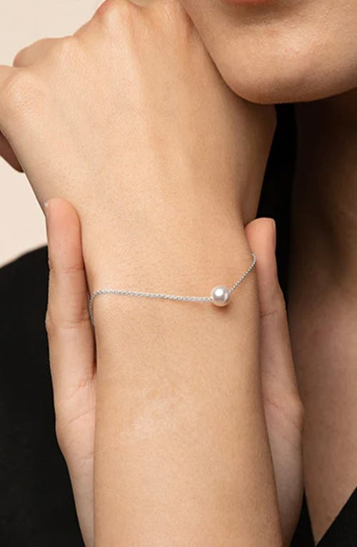 Bearfruit Jewelry Sterling Silver 18k Gold Plated Abby Single Cultured Pearl Bracelet In Silver