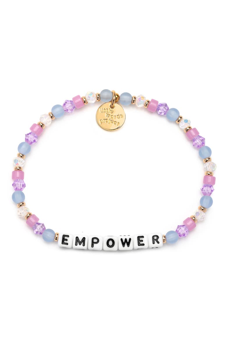 Empower Beaded Stretch Bracelet, Main, color, WHITE