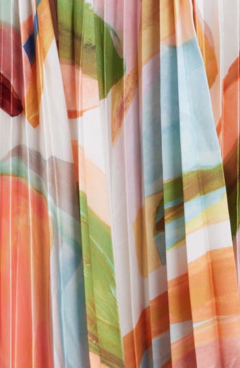 Leasgill Abstract Print Open Back Linen Blend Maxi Dress