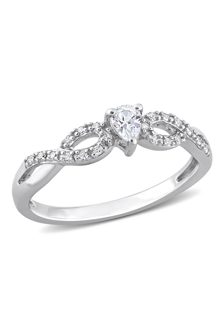 Sterling Silver Diamond Heart Shape Ring - 0.08 ctw, Main, color, SILVER