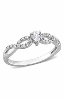 Sterling Silver Diamond Heart Shape Ring - 0.08 ctw