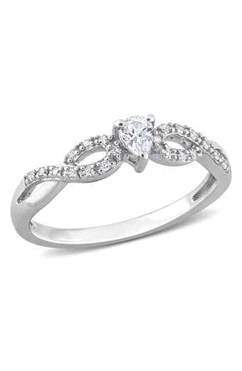 Sterling Silver Diamond Heart Shape Ring - 0.08 ctw
