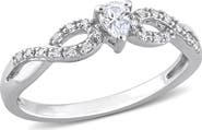DELMAR Sterling Silver Diamond Heart Shape Ring - 0.08 ctw