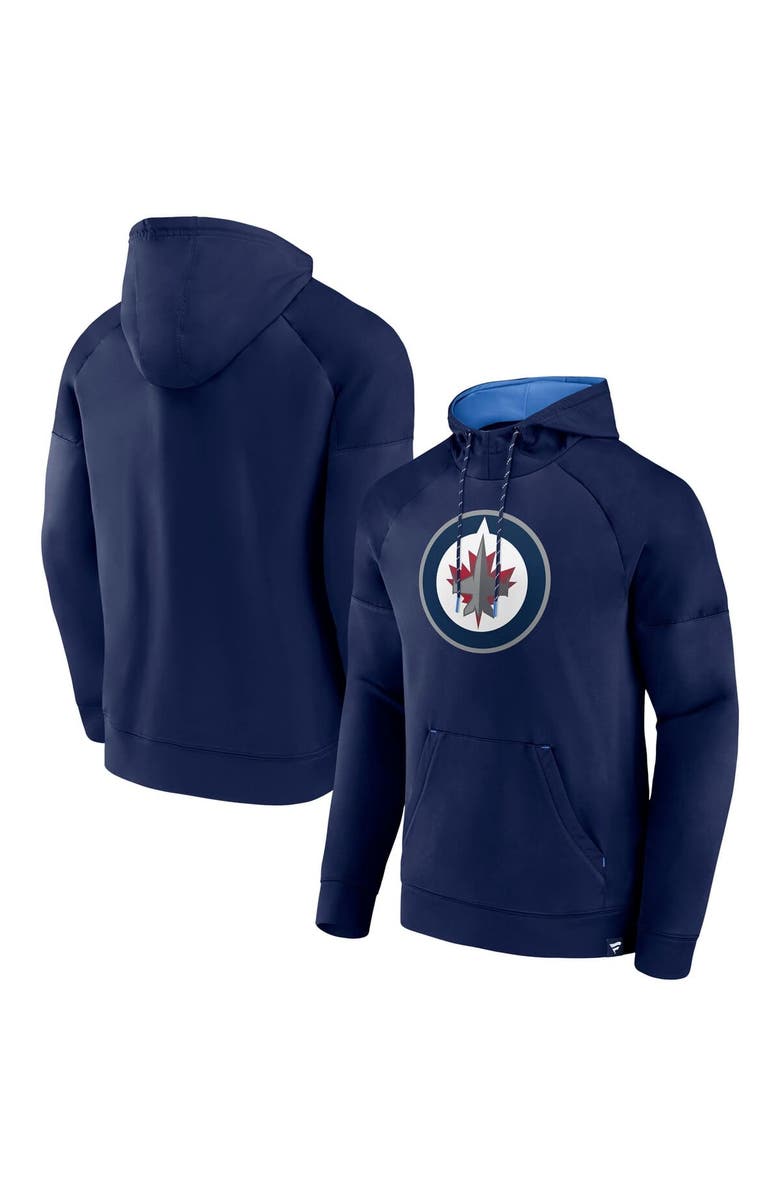 FANATICS Men's Fanatics  Navy Winnipeg Jets Iconic Defender Raglan Pullover Hoodie, Main, color, Navy