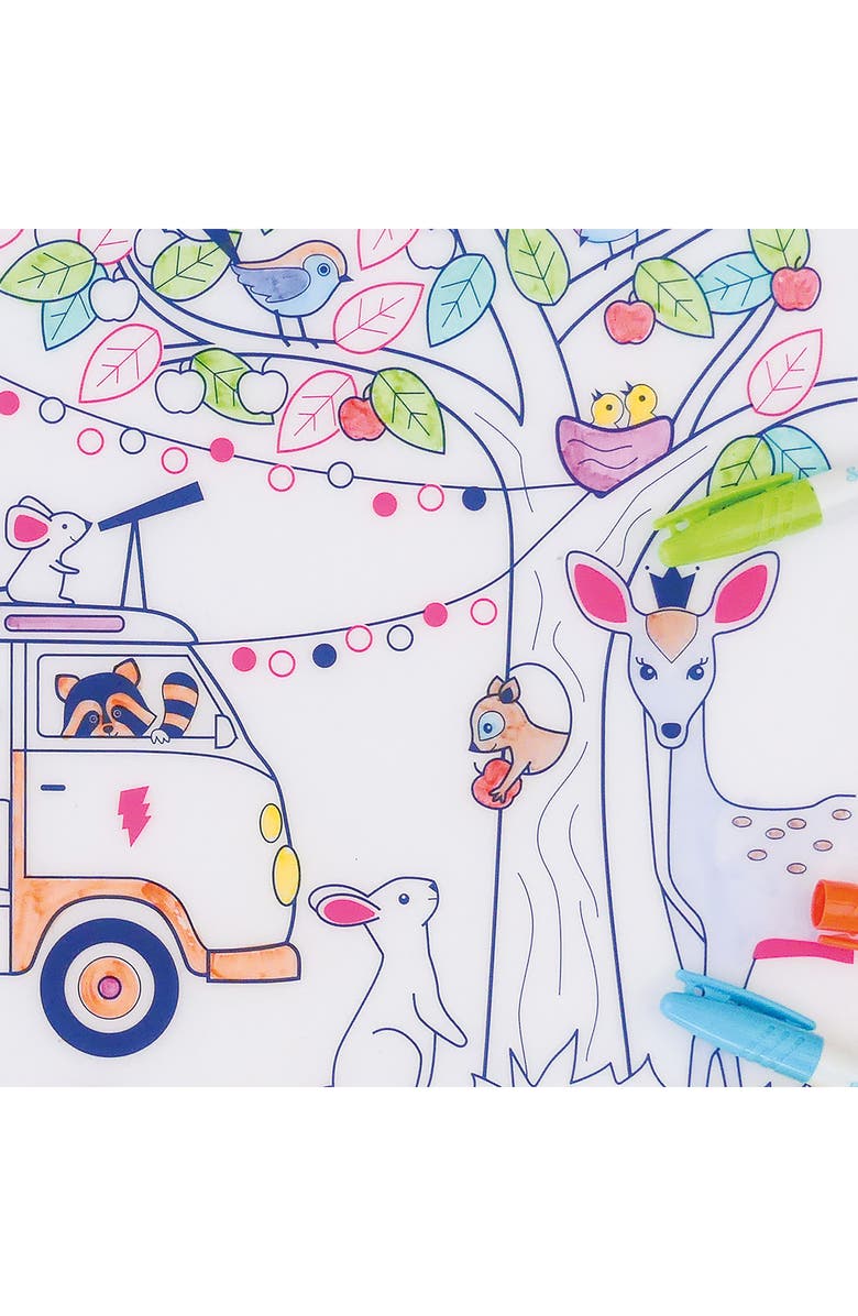 Scrunch Dream Van Reusable Coloring Mat & Washable Markers, Alternate, color, Multi