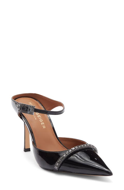 Embellished Pointed Toe Ankle Strap Pump (Women)