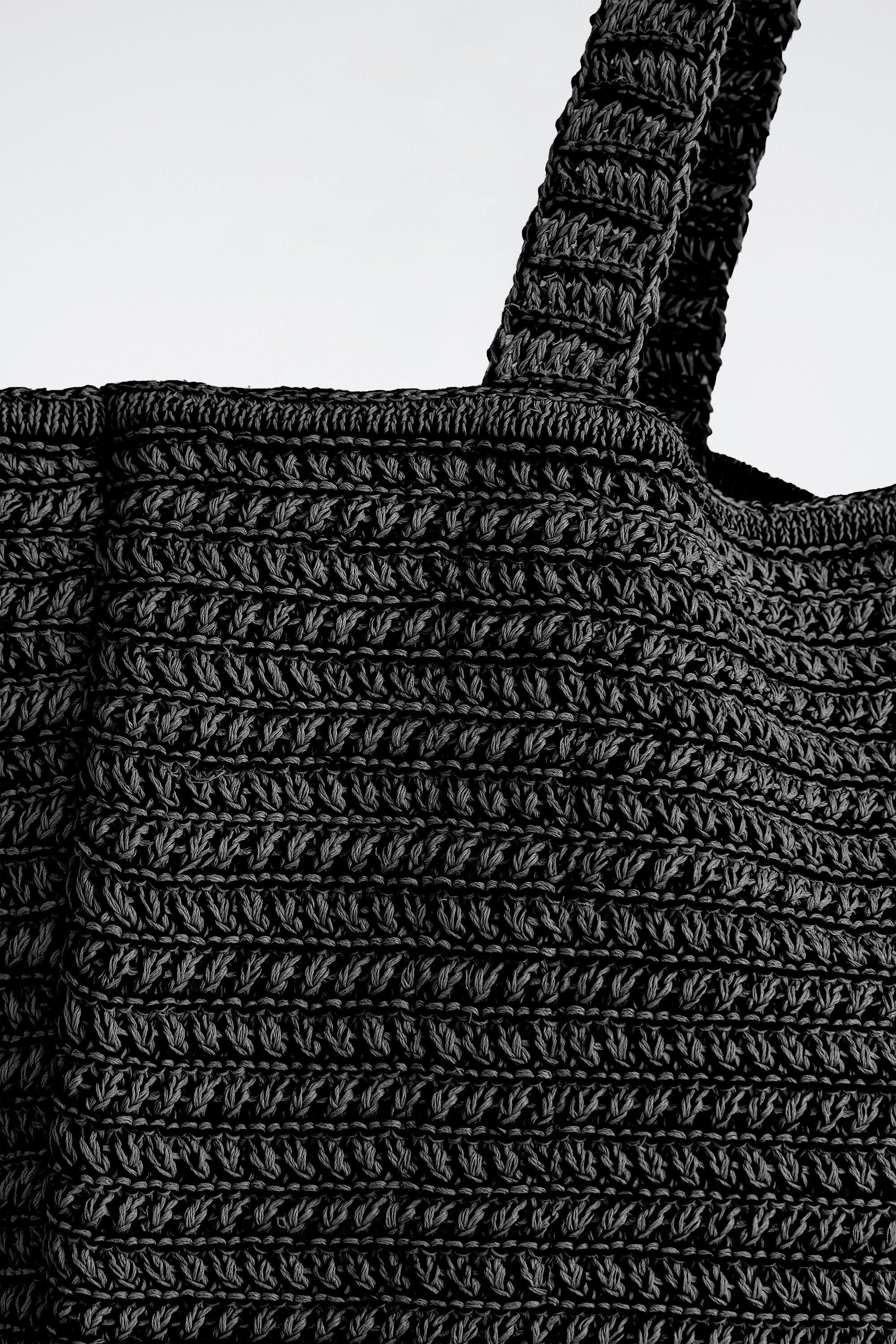 Knitted Tote Bag, Alternate, color, BLACK / WHITE
