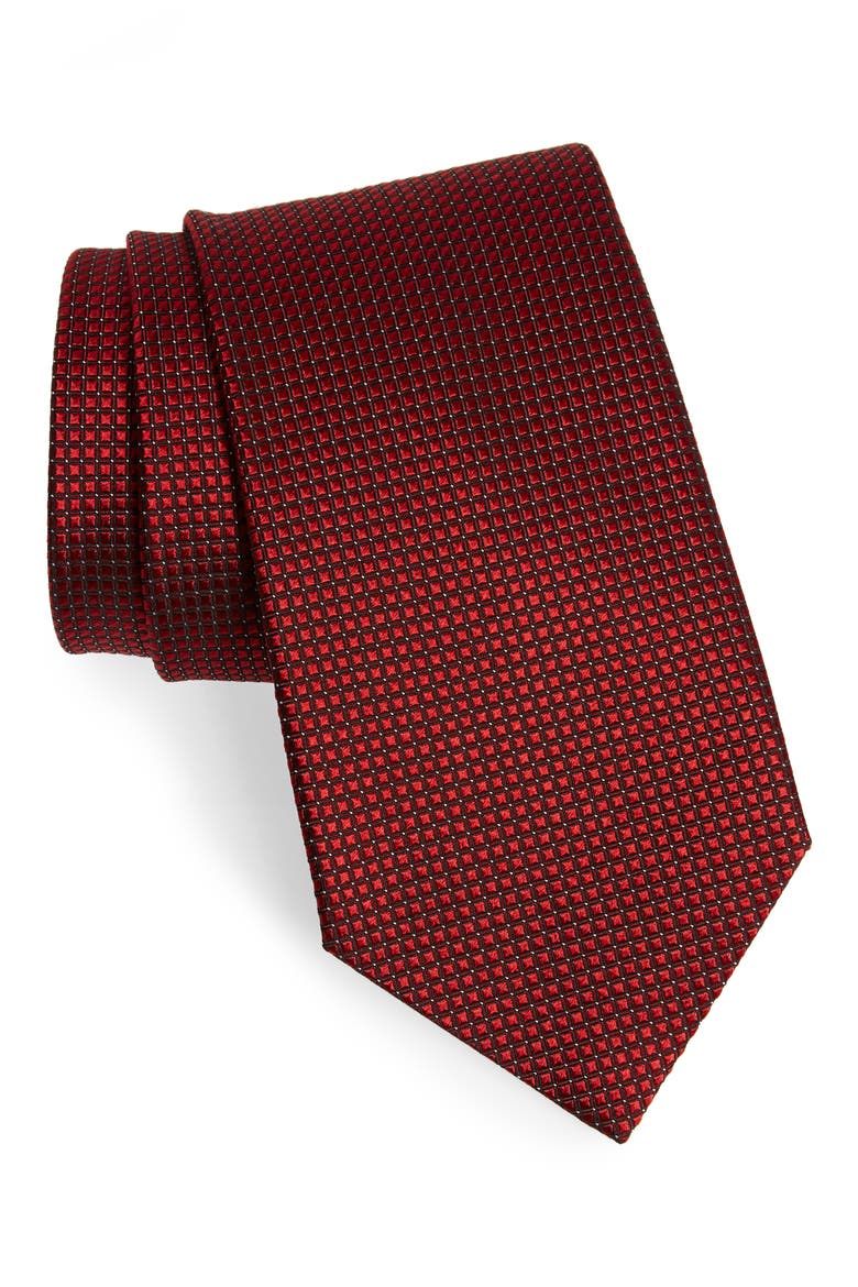 Ermenegildo Zegna Geometric Silk Tie, Main, color, RED
