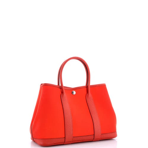 Pre-owned Hermes  Hermes Garden Party Tote Toile And Leather 30 In Orange