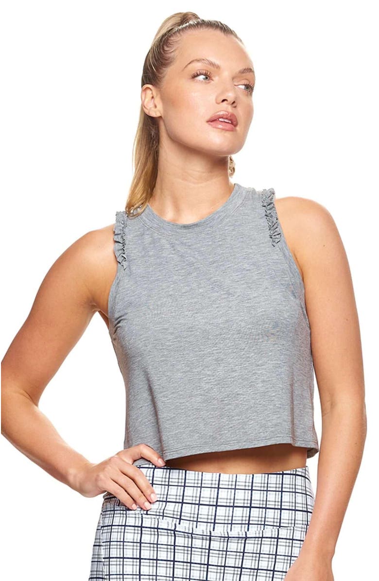 Bobbe Active Ruffle Tank, Alternate, color, Heather Grey