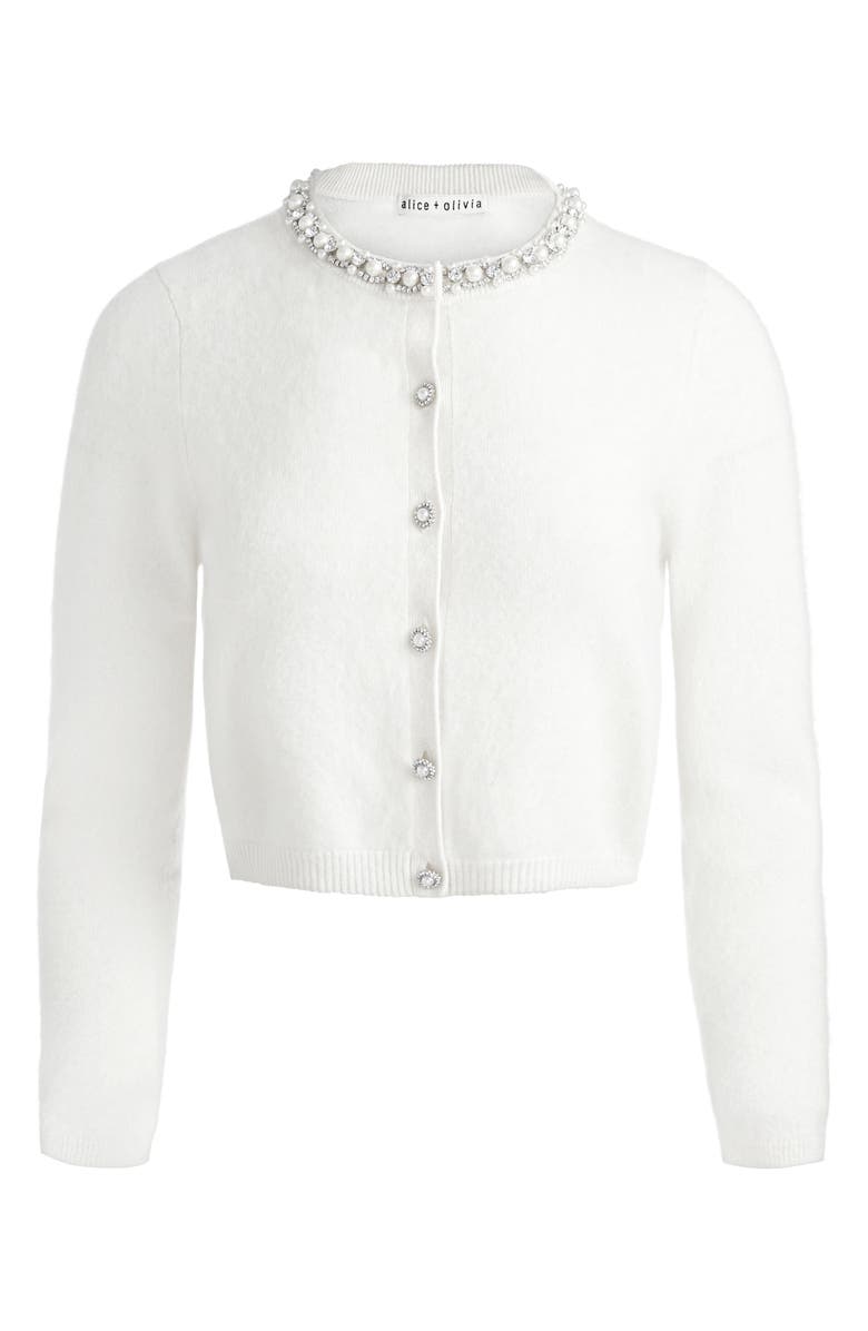 Alice + Olivia Dollie Embellished Cashmere Blend Cardigan, Alternate, color, 