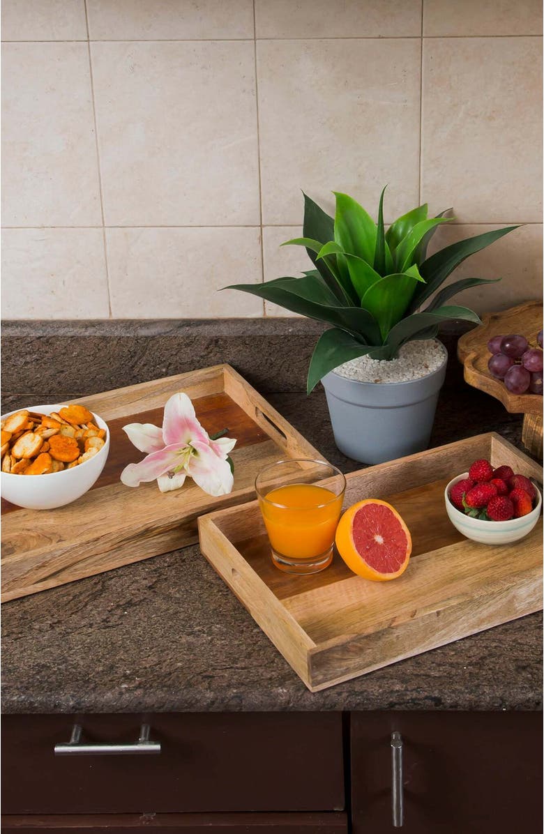 Mela Artisans Rustic Elegance Two-Tone Serving Tray Set, Alternate, color, Brown