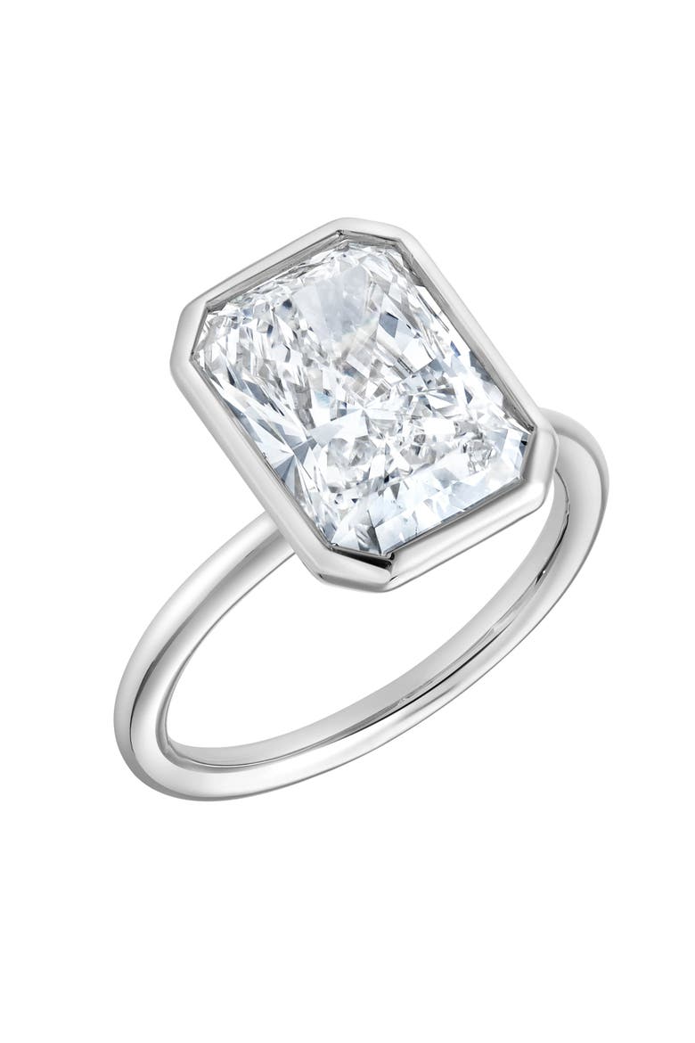 Nerina 14K Gold Radiant Bezel Lab Grown Diamond Solitaire Engagement Ring - 5 Cts, Alternate, color, 14K White Gold