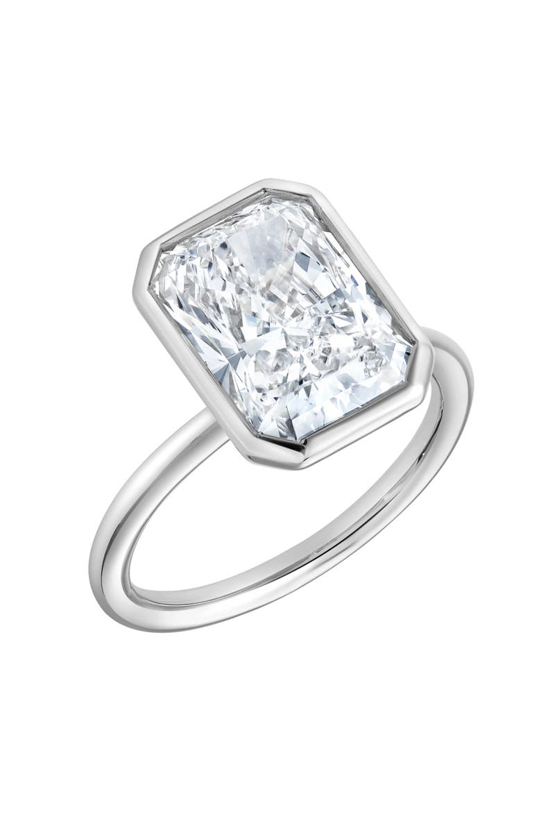 LuvMyJewelry Nerina 14K Gold Radiant Bezel Lab Grown Diamond Solitaire Engagement Ring - 5 Cts, Alternate, color, 14K White Gold