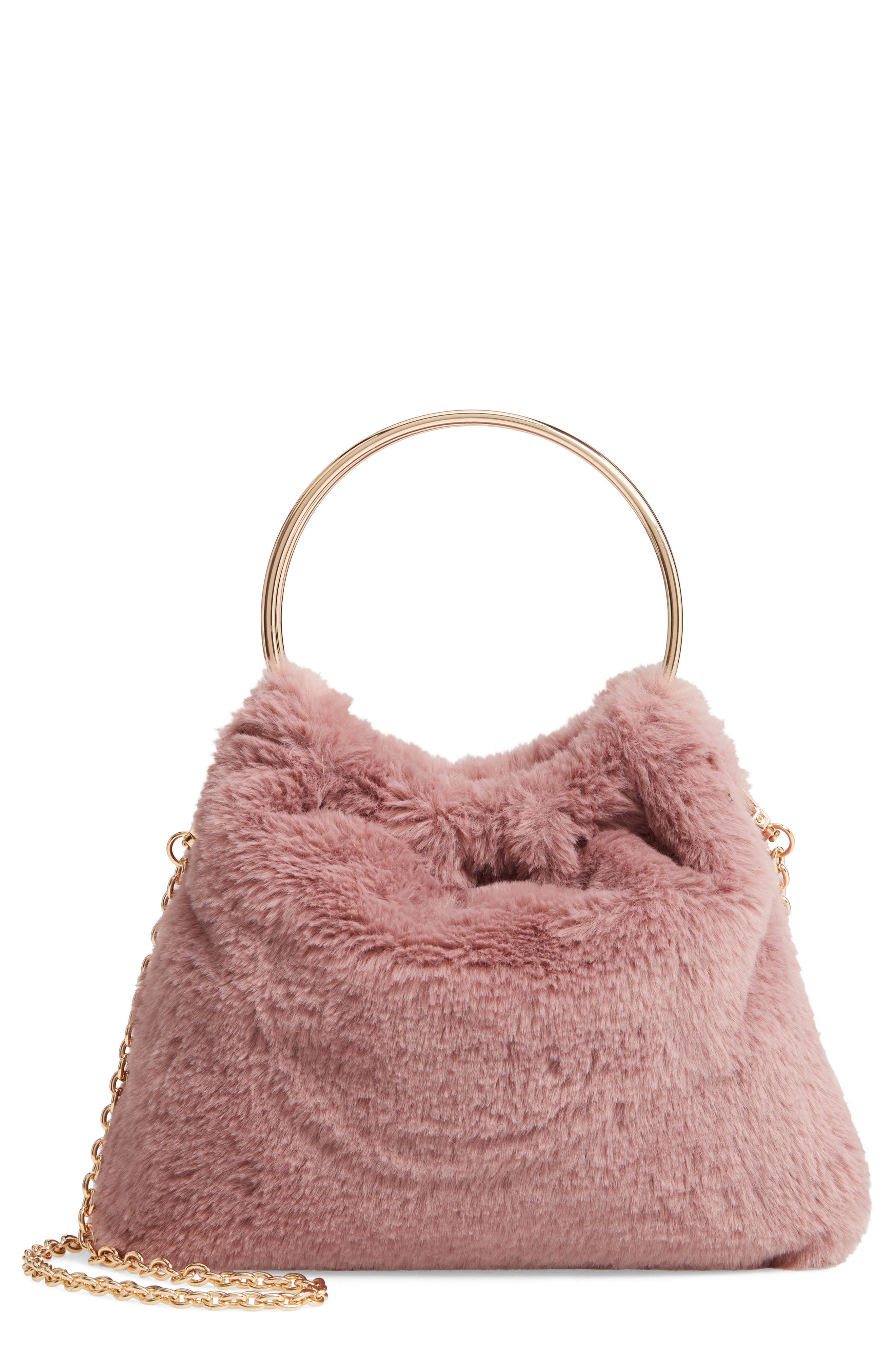Loray Faux Fur Bag, Main, color, MAUVE