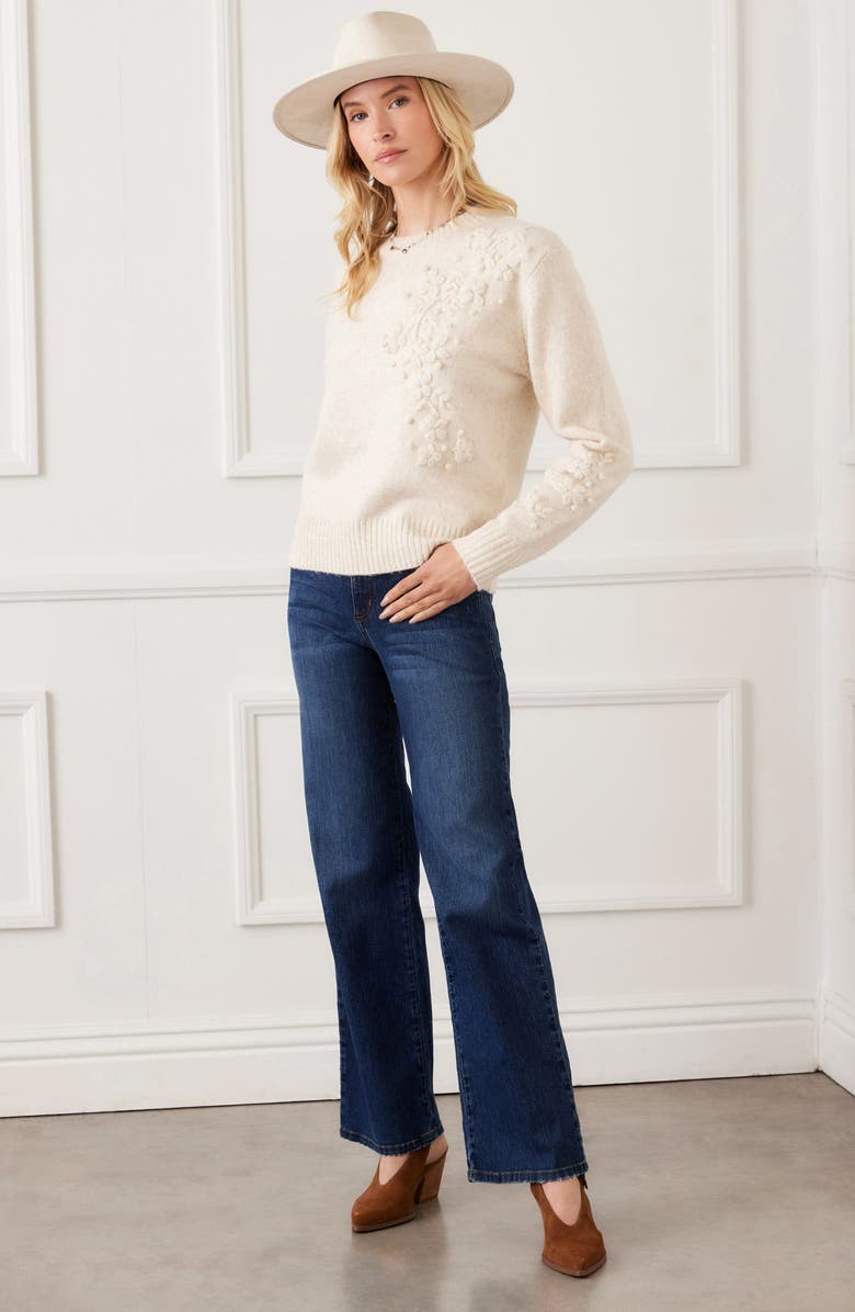 Karen Kane Hand Embroidered Sweater, Alternate, color, Light Oatmeal