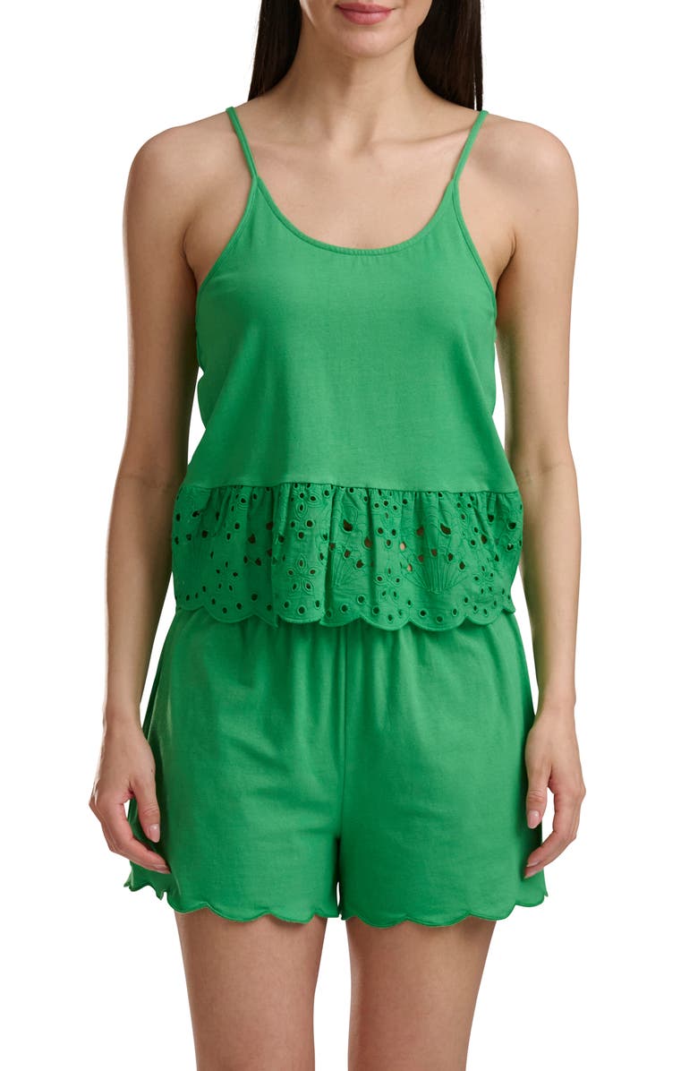 Splendid Cami & Boxer Short Pajamas, Main, color, Green Briar