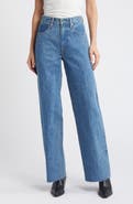 SLVRLAKE Grace High Waist Raw Hem Organic Cotton Wide Leg Jeans