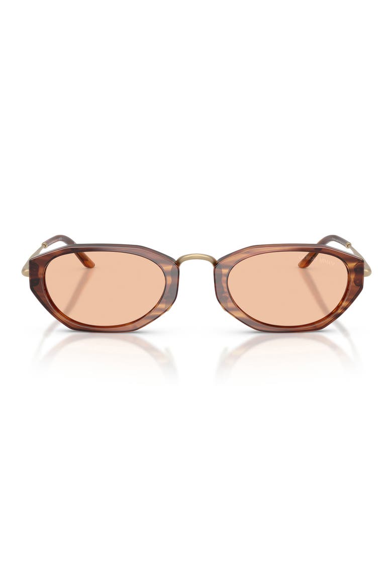 50mm Polarized Irregular Oval Sunglasses, Main, color, STRIPED BROWN / LIGHT BROWN