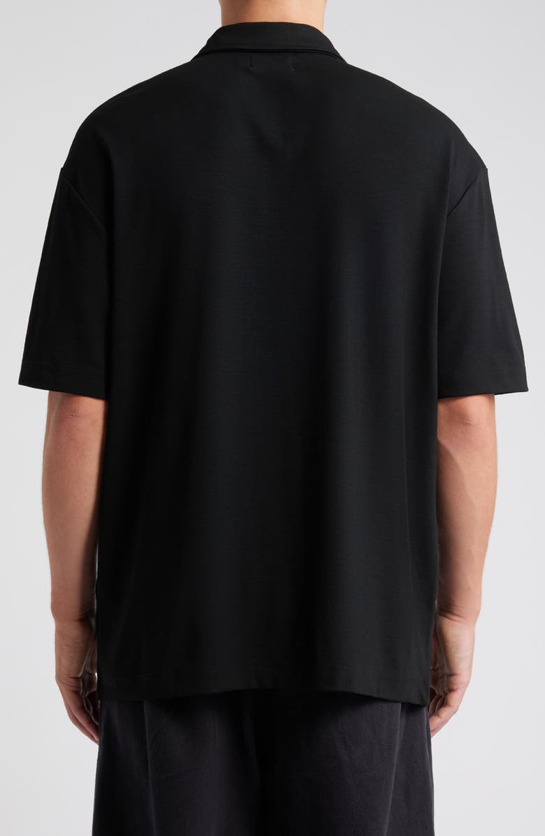 Topman Premium Oversize Zip Polo, Alternate, color, Black