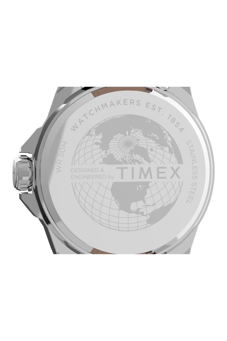 Essex Avenue Leather Strap Watch, 44mm, Alternate, color, BLACK/ SILVER