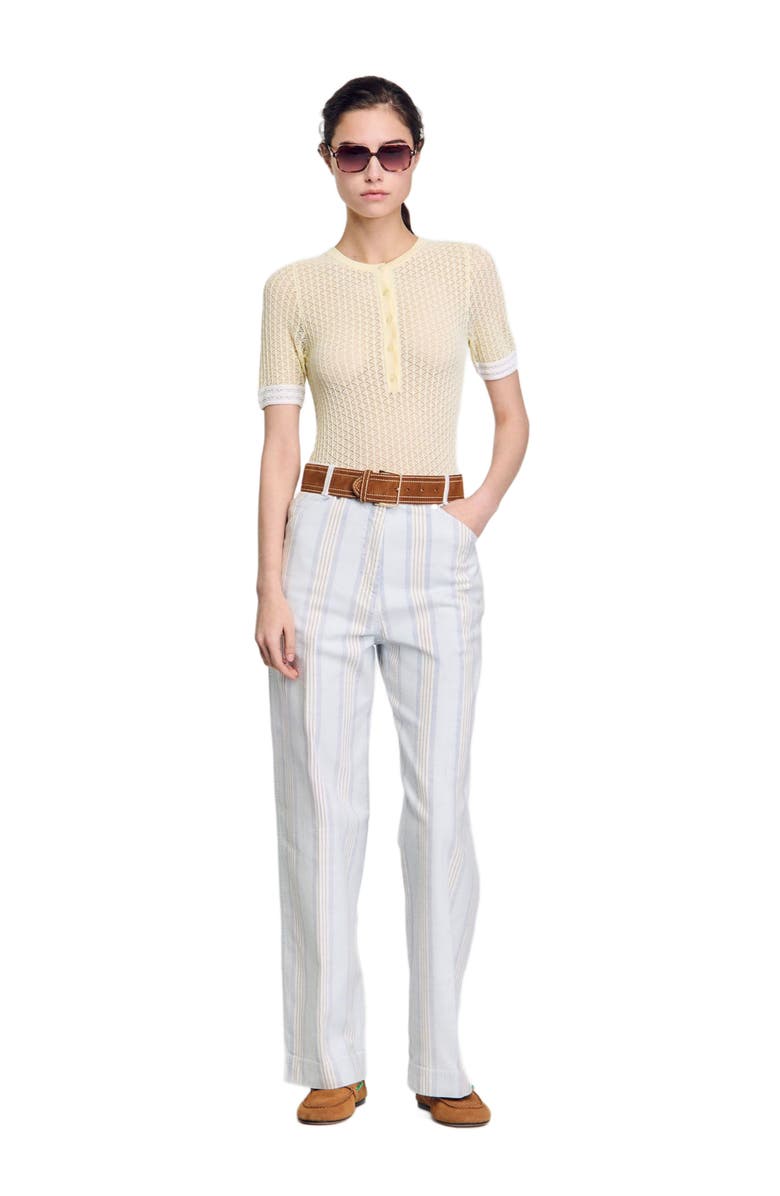 SANDRO Short-sleeved sweater, Alternate, color, Light Yellow