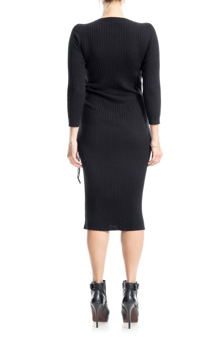 Ribbed Long Sleeve Sweater Dress, Alternate, color, BLACK-BLACK