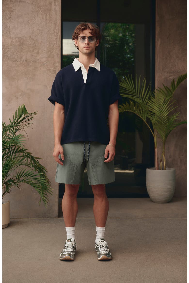 Cutoff Cotton Herringbone Carpenter Shorts, Alternate, color, SAGE
