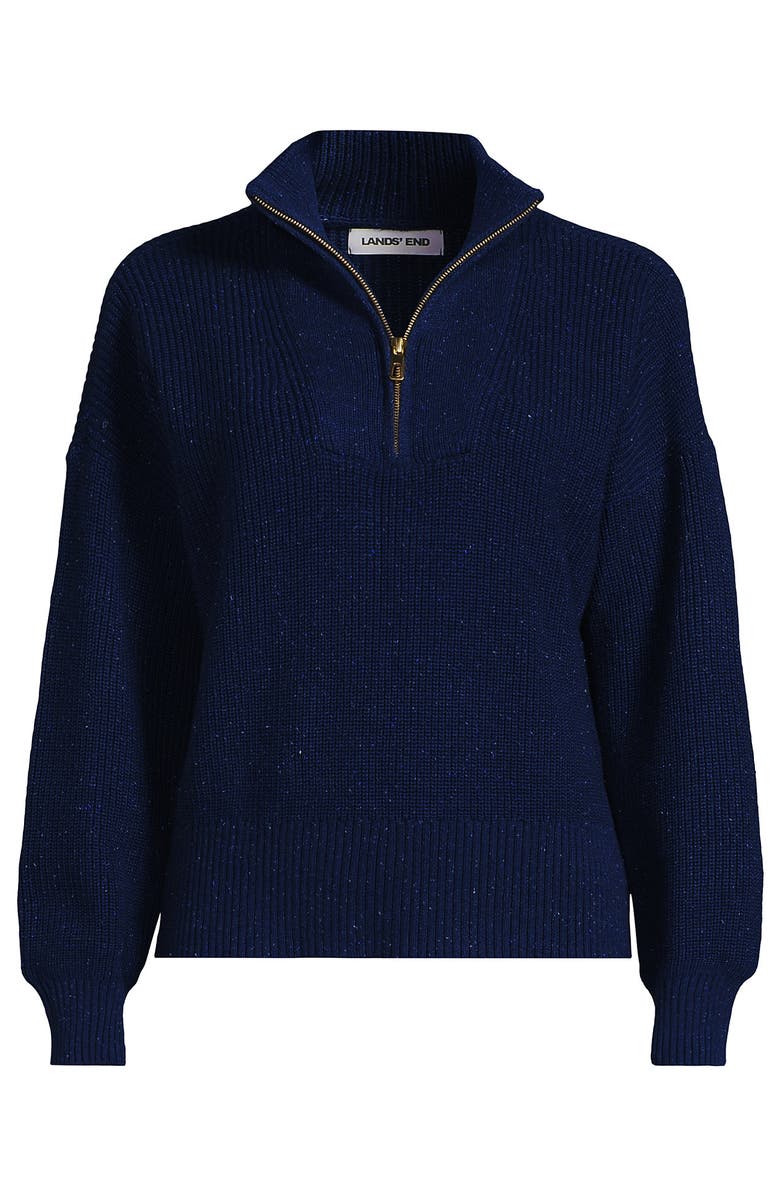 Lands' End Drifter Shaker Wedge Quarter Zip Sweater, Alternate, color, Light True Blue Heather