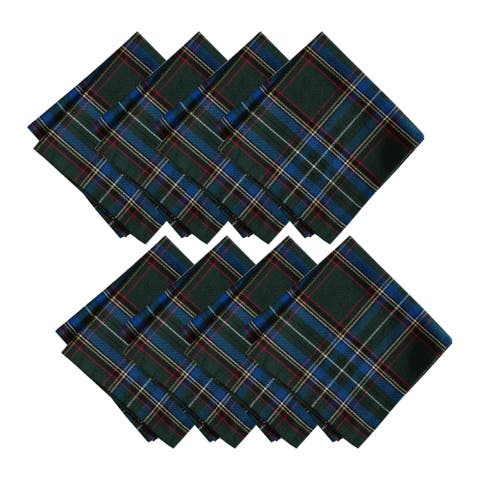 Stowe Tartan Holiday Plaid Cotton Napkins Set Of 8