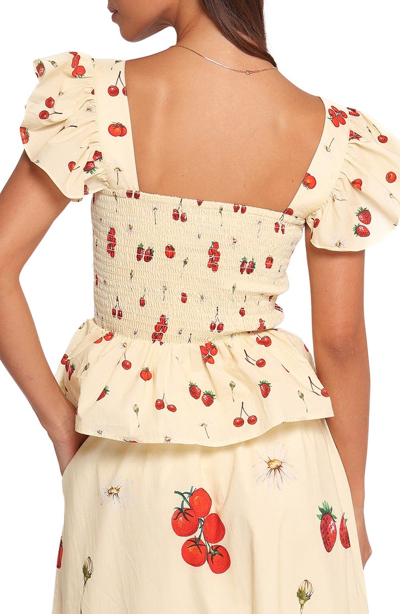 Petal & Pup Remira Smocked Ruffle Top, Alternate, color, Yellow Cherry