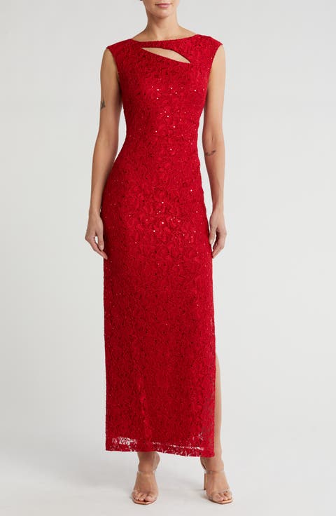 Sequin Lace Sheath Gown