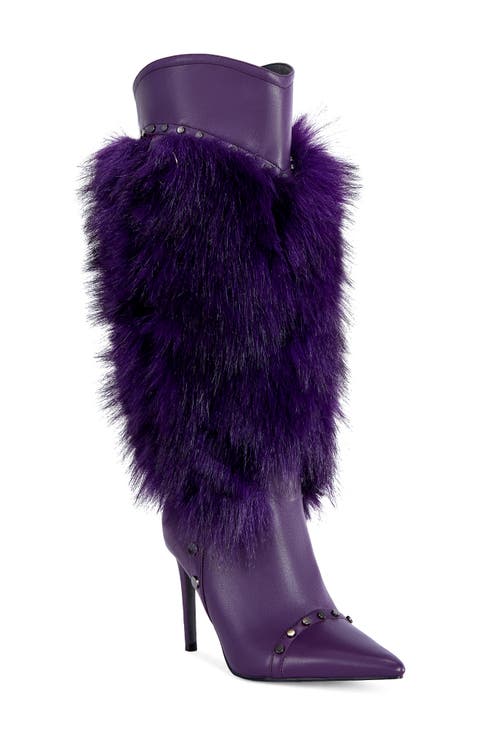 Alisette Snake Embossed Faux Leather Knee High Boot