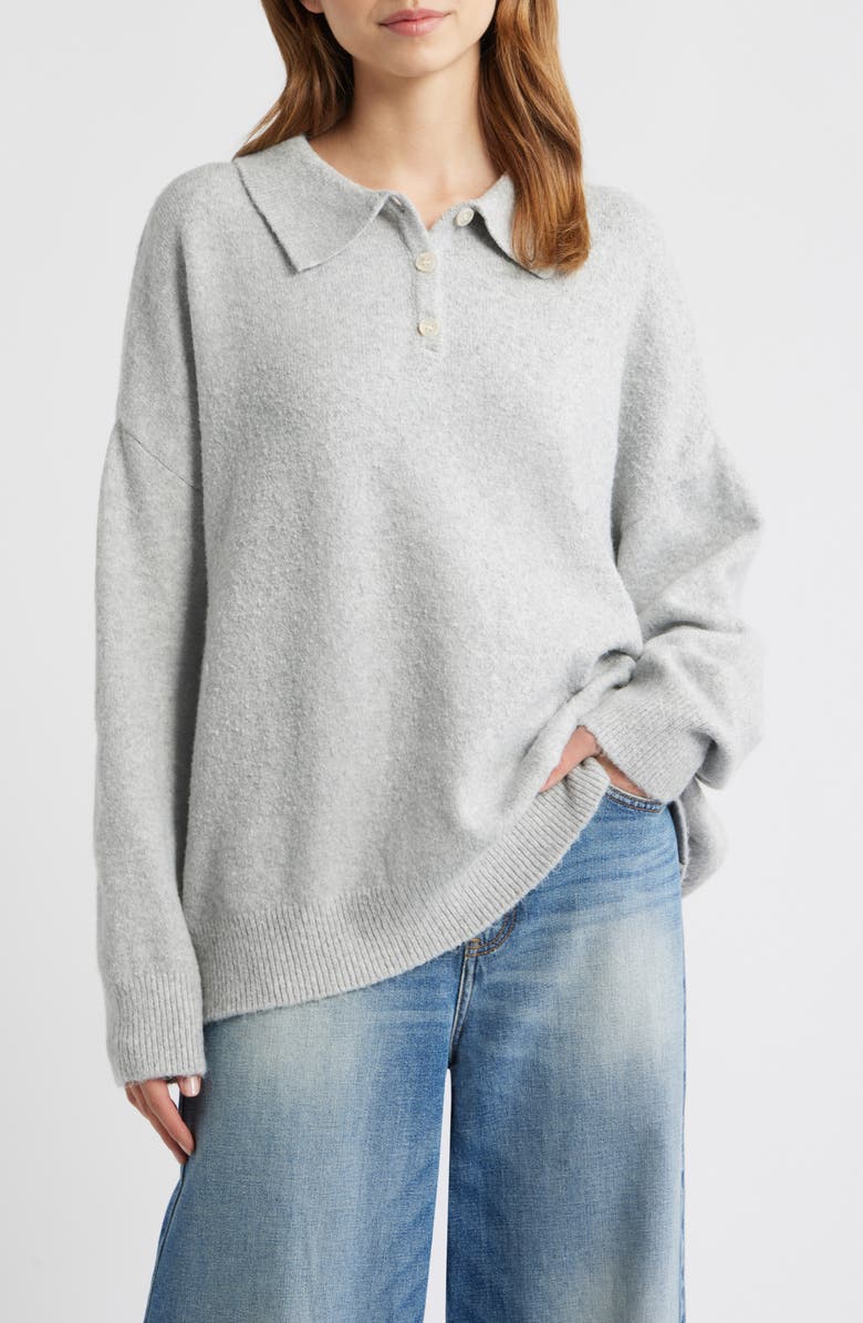 PacSun Jesse Knit Polo Sweater, Main, color, Heather Grey