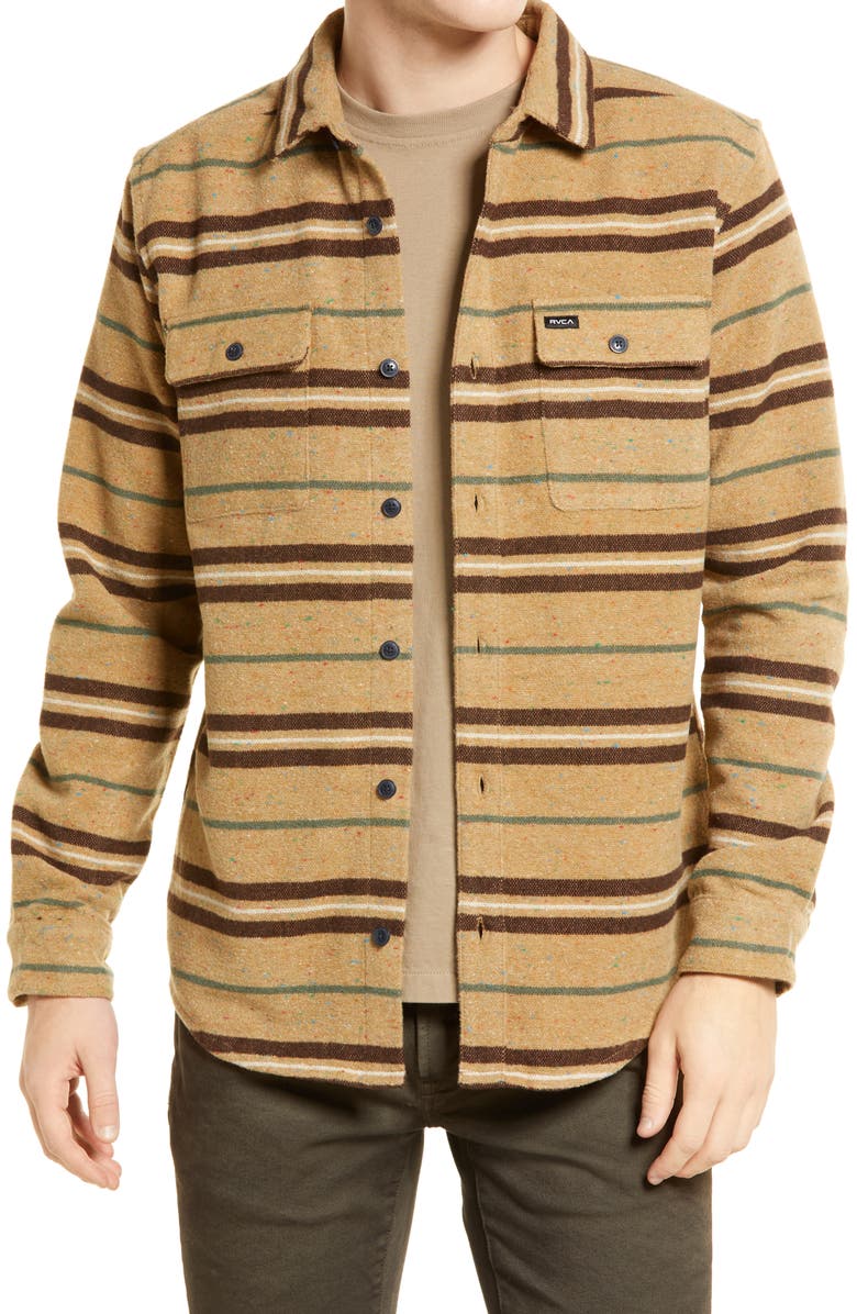 RVCA Blanket Stripe Flannel Button-Up Shirt, Main, color,