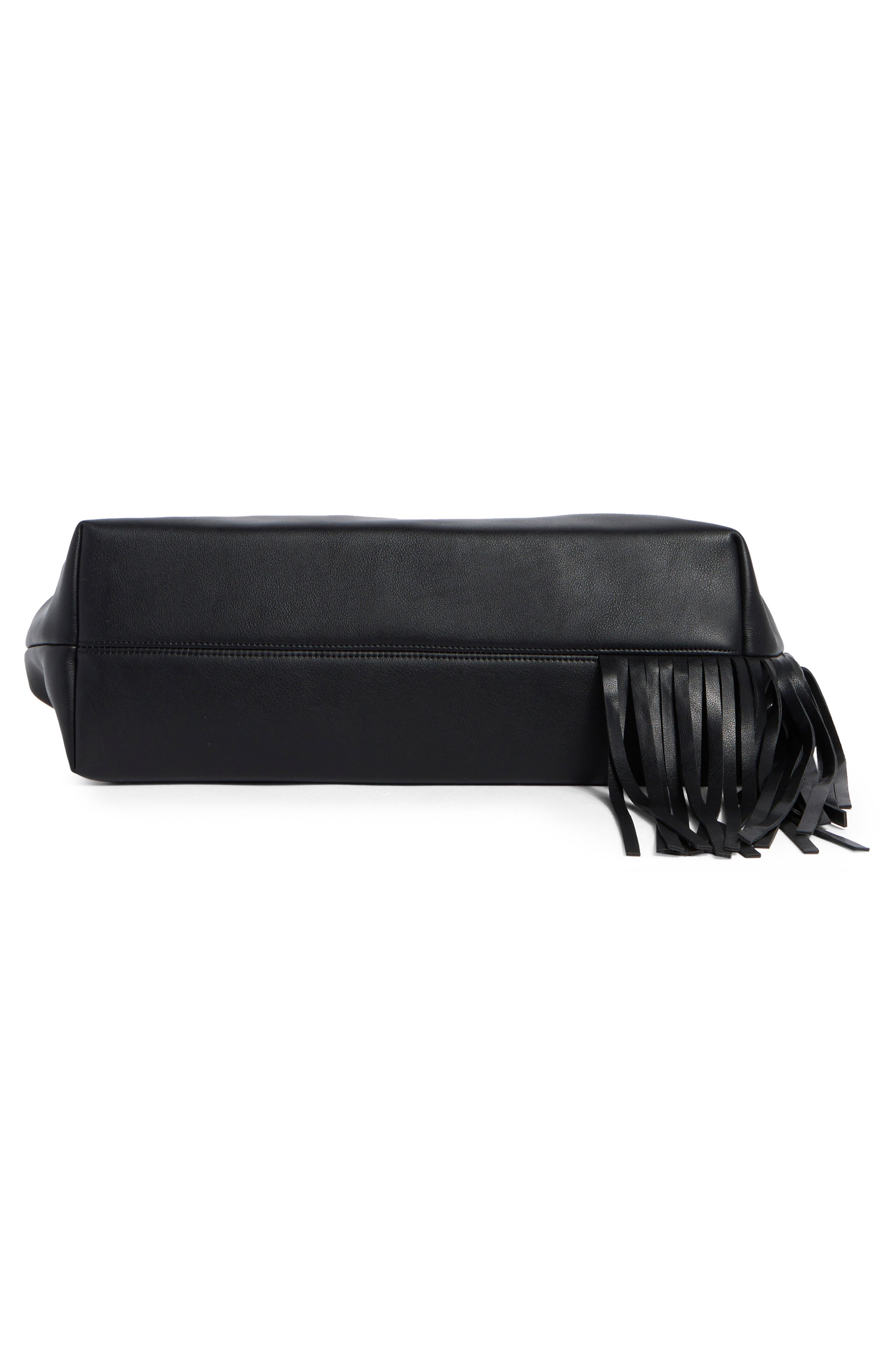 BCBG Oversize Fringe Shoulder Bag, Alternate, color, Black